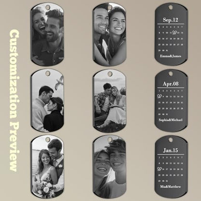 Photo Keychain Double-Sided Engraved Valentines Day Gift for Men | Personalize Both Sides with Photo Text to Create Unique Engraved Keychain Perfect for Valentine's Day