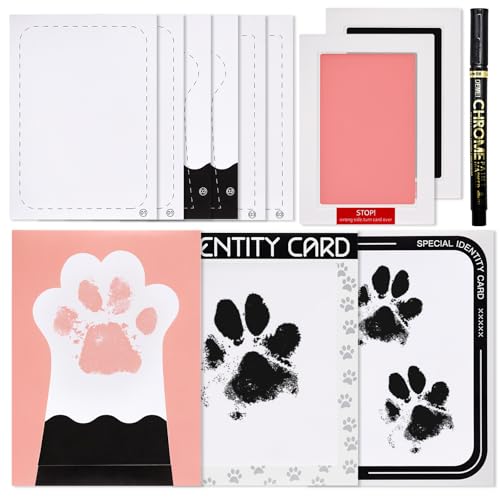 Clean-Touch Paw Print Kit for Dogs & Cats, Inkless Paw and Nose Print Set - Mess-Free Ink Pad Keepsake with Frames for Pet Memories(2 Pack/Small/Pink) - color: Pink, size: Small(2 Pack)