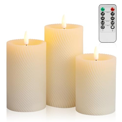 Flickering Flameless Candle with Remote, Real Wax Battery Operated Candles - color: Ivory(Twill)