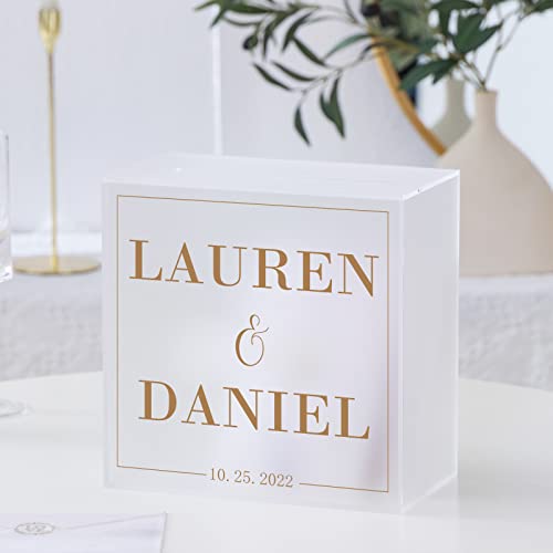 UNIQOOO Frosted Acrylic Wedding Card Box with Slot, Thick DIY Large 10x10x5.5 inch w/No Print, Wedding Receptions Wishing Well Money Box, Birthday, Memory Box, Suggestion Boxes, Acrylic Ballot Box - color: Frosted w/ No Print