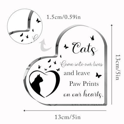 Cat Bereavement & Remembrance Gifts - Sympathy Memorial Heart Shaped Acrylic Decor Sign for Loss of Cat - style: 015