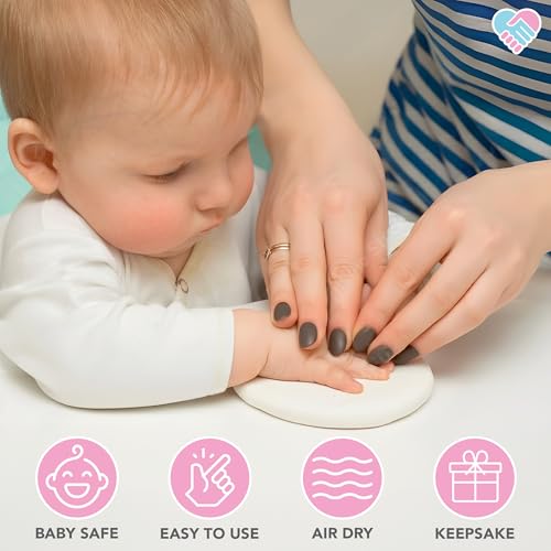 Baby Handprint Ornament Making Kit with Paint Set, Easel & Ribbons, Makes 2 | Easy-to-use air-dry clay kit - makes 2 handprint or footprint keepsakes, grandparents & holidays