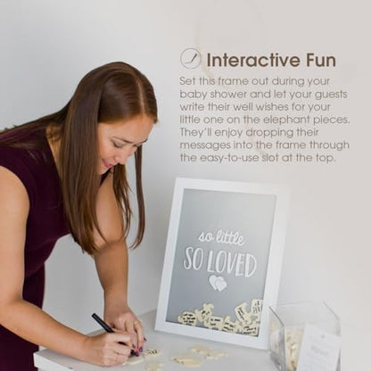 Pearhead So Little So Loved Wooden Elephant Guestbook Frame, 65 Tokens - style: Elephant Guest Book Frame