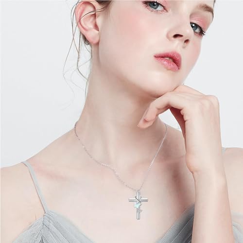 Cross Urn Necklace for Ashes 925 Sterling Silver Cremation Jewelry with Funnel Filler Kit Ashes Necklace for Human Women Girl Pets - color: A_Opal Butterfly Urn Necklace, style: Personalized