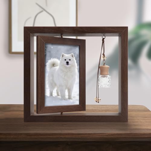 Double-Sided Rotating 4x6 Inch Photo Frame Gift Set for Cherished Memories, with Paw Print Kit and Memory Vial