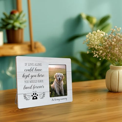 Dog Remembrance Picture Frame Gifts, In Loving Memory of Loss of Dogs, Dog Memorial Gift, If Love Alone Could Have Kept You Here Frames Fits 4x6 Photo - color: Maroon