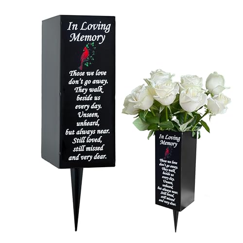 Cemetery Vases with Spikes,Metal Memorial Vase for Gravesite Flowers Cemetery Flower Holder for Loss of Loved One Cemetery Decoration(in Loving Memory)