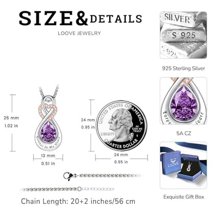 Infinity Urn Necklace for Ashes Sterling Silver Heart Moonstone Turquoise Birthstone Keepsake Memorial Cremation Jewelry for Women - style: Infinity A-02-Feb.-Amethyst
