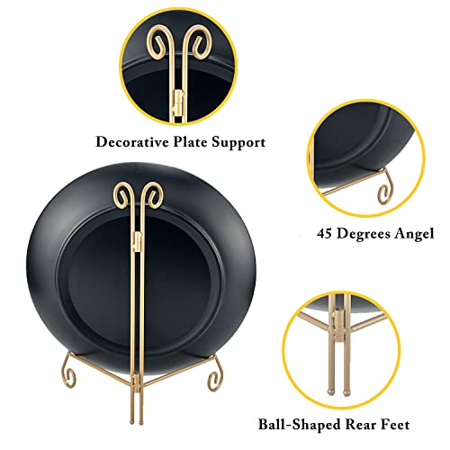 Gold Plate Stand, 12 Inch Decorative Holder for Displaying Platters, Heavy-Duty Metal Easel Stand for Picture, Photo Frame, Books and Round Objects