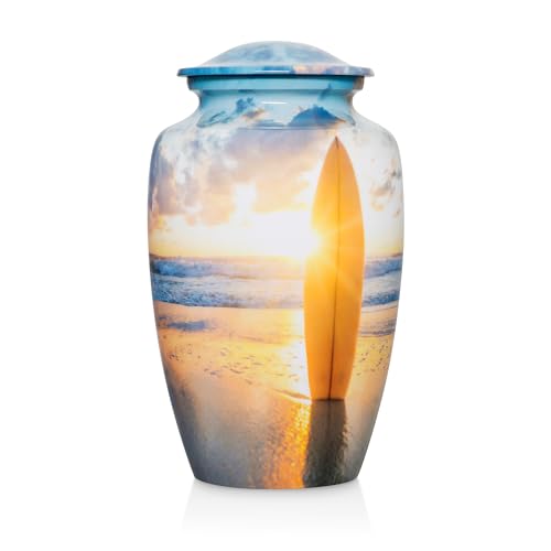 Surfing Painted Cremation Urns for Men and Women Human Ashes - Adult Large Urn - size: Large
