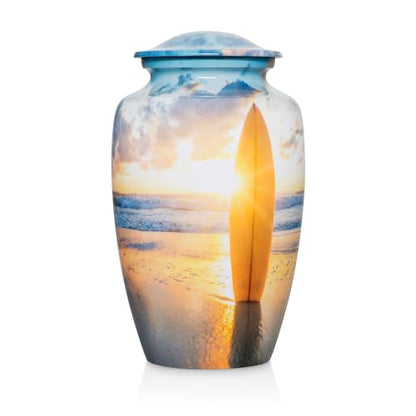 Surfing Painted Cremation Urns for Men and Women Human Ashes - Adult Large Urn - size: Large