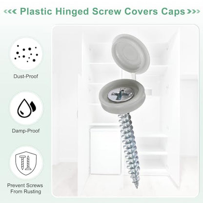M METERXITY 100-Pack Plastic Hinged Screw Cover Caps, 3mm Shutter Screws with Caps, Fold Snap Washer Covers, Washer Flip Protection Covering M3 M4 M5 Screws Heads [Light Gray] - color: Light Gray, size: 3mm