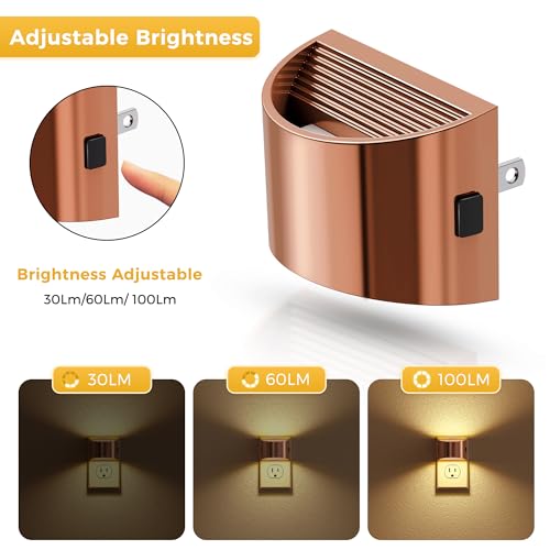 L LOHAS LED Night Lights Plug into Wall, Dimmable Night Light 2 Pack | Plug in Night Light with 3 Level Brightness, 3000K Soft White, Rose Gold Housing - color: Rose Gold