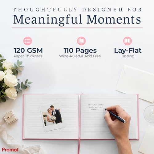 Promot Personalized Guestbook (Pastel Pink) - 110 Lined Pages - color: Pastel Pink