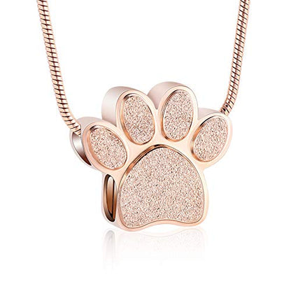 zeqingjw Pet Cremation Jewelry for Ashes Pendant Paw Print Pet Heart Urn Necklace Memorial Keepsake Jewelry for Pet/Dog's/Cat's Ashes - color: Paw-Rose Gold
