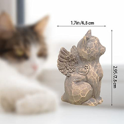 Cat Angel Memorial Figurine, Cat Memorial Gifts, Losing a Cat Sympathy Gift, Cat Gifts for Cat Lovers, Passed Away Cat Gift, Sculpted Hand-Painted Figure - color: Natural-love My Cat (Dark)