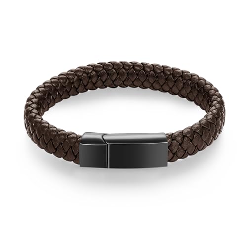 abooxiu Cremation Bracelet for Ashes Leather Urn Bracelet Cremation Jewelry Ash Bracelets Memorial Bangle Ashes Keepsake for Women Men - style: Brown