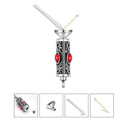 XIUDA Crystal Cremation Urn Necklace for Ashes Keepsake Stainless Steel Memorial Pendant with Flower - color: Red