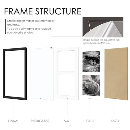 DUENPY 4 Pack 8.5x11 Collage Frame For 2 5x7 Photos Black - color: Black, size: 8.5x11（5x7 opening）-4 Pack