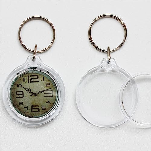 BetterJonny 20Pcs Acrylic Picture Keychain Blanks in Clear Acrylic Picture Frame Keyrings - color: Round