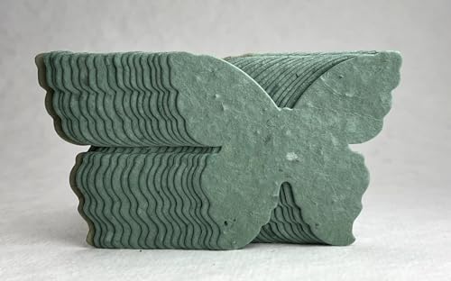 Of The Earth Handmade Paper - Wildflower Seed Paper Butterfly Shape - Large 3" - Set of 100 (14s Green Lotka) - color: 14s Green Lotka