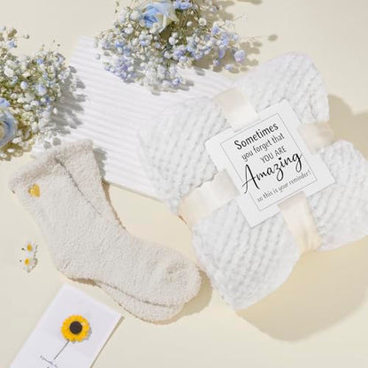 Birthday Gifts Baskets for Women,Sympathy,Sending Sunshine Get Well Soon,Self Care Relaxing Package,After Surgery,11pcs Spa Set,Luxury Gifts for Women Mom Her Wife Friends w/Blanket Cozy Socks
