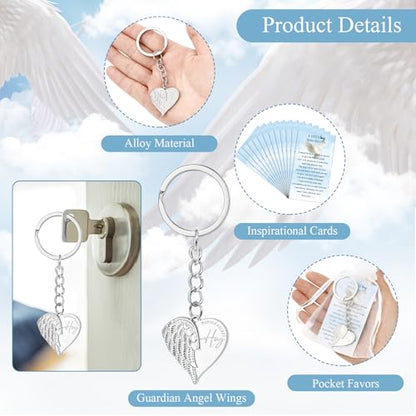 Ecally 20 Sets Funeral Favors for Guest Celebration of Life Keychains Memorial Service Sympathy Gifts for Family Church Decoration (Angel) - style: Angel