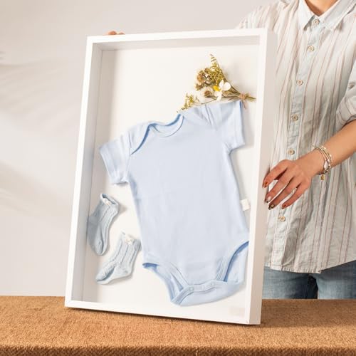 16x20 Large Shadow Box Frame with Thickened Acrylic Panel & Pins - color: White+high Definition Panel + Shatter-proof Packaging, size: 16x20