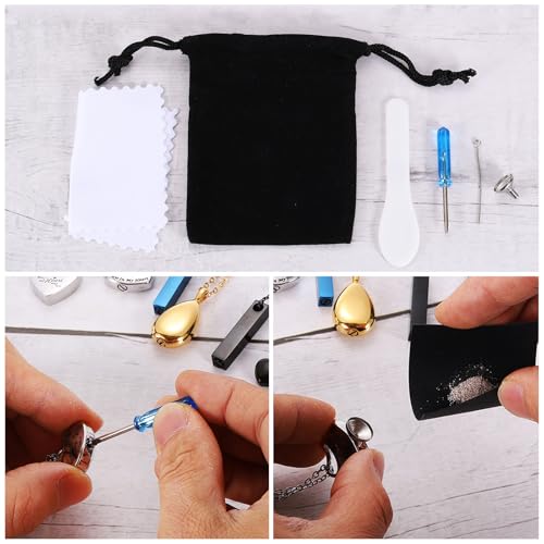 uxcell Drop Cremation Necklace Waterproof Keepsake Pendant with Funnel Kit for Ashes - color: Gold Tone
