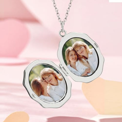 18K Gold Cross Locket Necklace for Women Holds Photo Necklace with Personalized Picture Necklaces Pendant 18 Inch Birthday Mother's Day for Women - color: Silver Cross