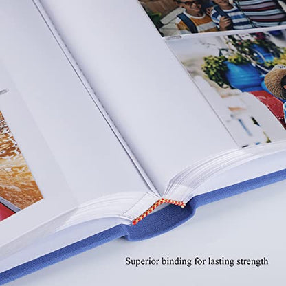 1DOT2 Photo Album with Writing Space, 100 Pages, Linen Cover, Blue - color: Blue