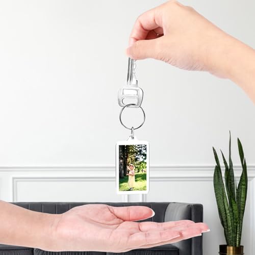 200 Pcs Clear Acrylic Photo Keychain, Transparent Picture Keychain, Blank Photo Insert Keyring, DIY Picture Frame Keyring with Split Ring for Party Gift