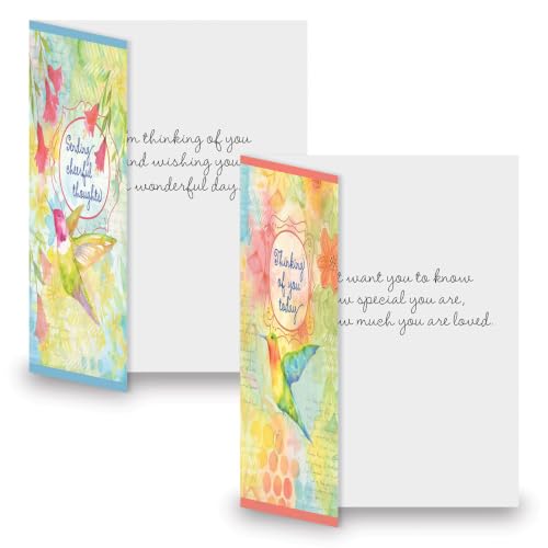 Current Hummingbird Garden Thinking of You Cards with Envelopes - Assortment of 8 Greeting Cards, 4 Designs, Large 5" x 7" Thinking of You Cards for Women - style: Hummingbird