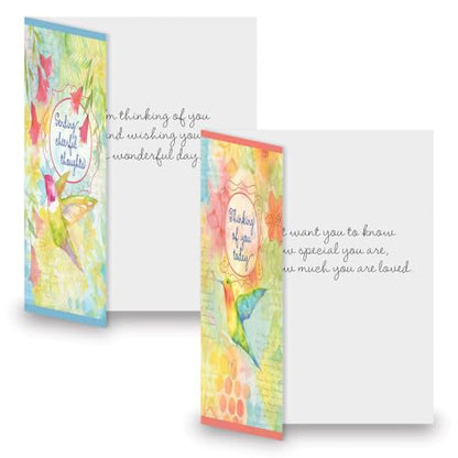 Current Hummingbird Garden Thinking of You Cards with Envelopes - Assortment of 8 Greeting Cards, 4 Designs, Large 5" x 7" Thinking of You Cards for Women - style: Hummingbird