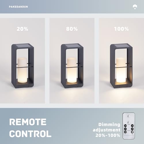 Outdoor Solar Lanterns Waterproof IP65, LED Outdoor Floor Lamp | Smart Dimmable Floor Lamps with Remote Brightness & Timer Control, Solar Powered Outside Lantern Dusk to Dawn for Patio - size: Medium-16.93"H
