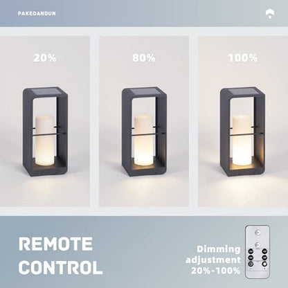 Outdoor Solar Lanterns Waterproof IP65, LED Outdoor Floor Lamp | Smart Dimmable Floor Lamps with Remote Brightness & Timer Control, Solar Powered Outside Lantern Dusk to Dawn for Patio - size: Medium-16.93"H