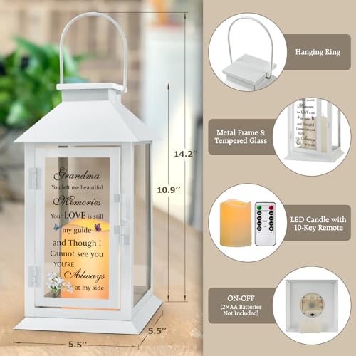 Memorial Lantern for Grandmother's Remembrance with LED Candle - color: Grandma
