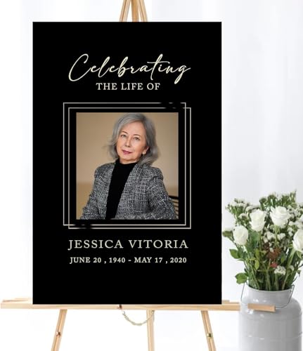 Custom Funeral Welcome Sign With Picture - Celebration Of Life Sign - Funeral Welcome Sign - Personalized Photo Funeral Sign - In Loving Memory Sign - Black Funeral Welcome Sign - Black Memorial Sign - color: Multi 2