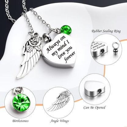 Fumete 5 Pcs Urn Necklaces for Ashes Cremation Keepsake - color: Light Green