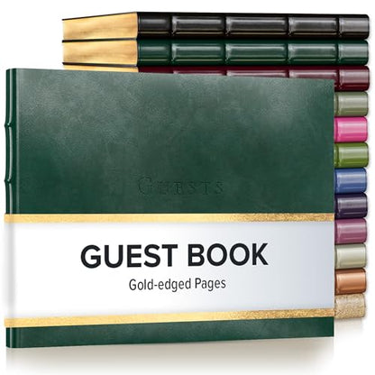 Gallery Leather Guest Book - Great for Wedding, Reception, Baby and Bridal - color: Acadia Green