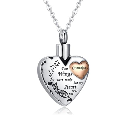 Waterproof Urn Necklace for Ashes-Heart Ash Holder Pendant -Never Fade-Never Fade, Rustproof Cremation Jewelry for Ashes for Women - style: Grandpa