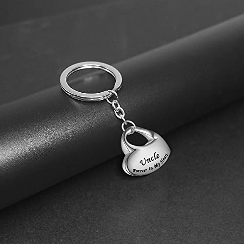 Uncle Forever in My Heart Stainless Steel Memorial Keepsake Urn Keychains Cremation Jewelry for Ashes - color: Uncle
