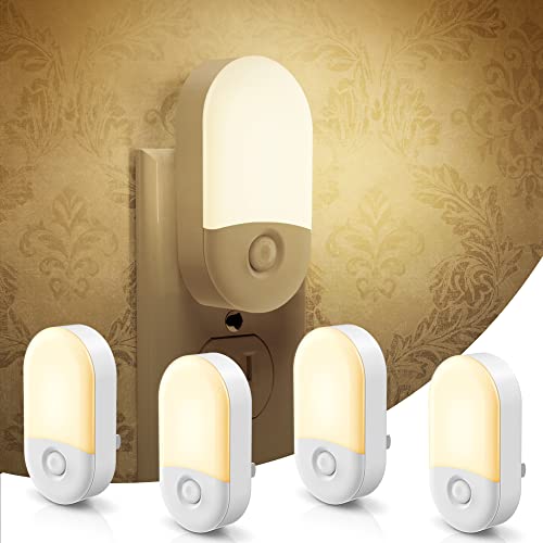 L LOHAS LED Night Lights Plug into Wall, 4 Pack LED Night Light Light | Light Sensor, 30/60LM Nightlights for Kids Room, Soft White 3000K, 0.6W Automatic Plug in Wall Light for Bedroom, Hallway - color: Soft White, size: 4 Count (Pack of 1)