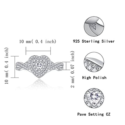 Sariel Teardrop Cremation Ring for Ashes - 925 Sterling Silver Urn Keepake Rings Memorial Jewelry for Women - color: Heart (White)