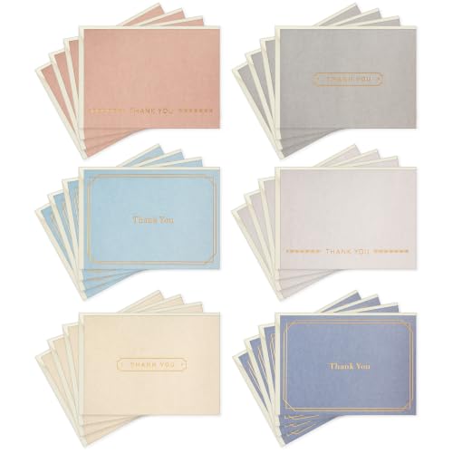 Hallmark Bulk Thank you Cards, Assorted 24-Pack (Minimalist Gold Foil)