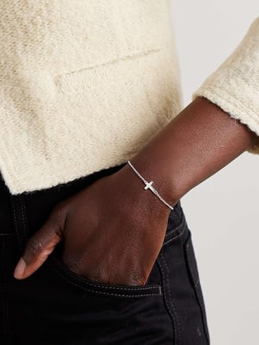 Moodear Cross Bracelet for Women, Dainty Sterling Silver/Gold Plated Gift | Christian Religious Gifts for Teen, Stocking Stuffers, Adjustable Link Bracelets, Sparkling CZ Cross, Non Tarnish Jewelry - color: Sterling Silver Cross Bracelet