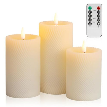 Flickering Flameless Candle with Remote, Real Wax Battery Operated Candles - color: Ivory(Twill)