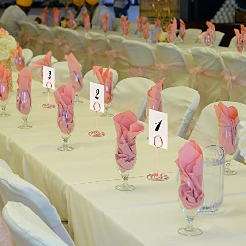 TecUnite 24 pcs 3.35 Inch Picture Clips Table Place Photos Card Holder Gold | Rose Gold number NameCards Holds,Wedding Reception Birthday Party Centerpieces,Durable Metal Wire, Spiral Base - color: Rose Gold