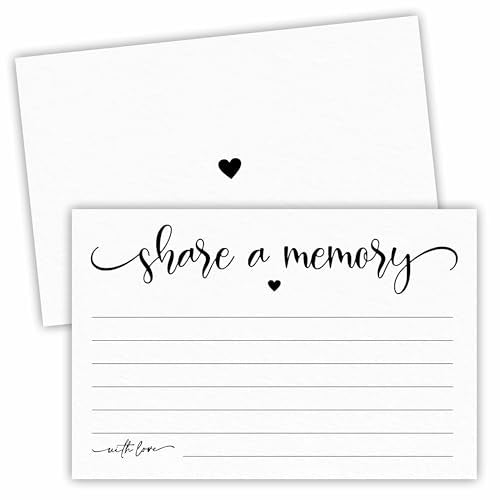50 Pcs Share A Memory Cards - 4"x 6" Double Sided Fill，For Wedding, Anniversary, Graduation, Birthday, Retirement Party - Celebration Of Life Keepsake Cards（Minimalism White）- A07 - color: Share A Memory(White)