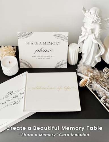 Funeral Guest Book for Celebration of Life, in Loving Memory Sign in Book - color: Beige